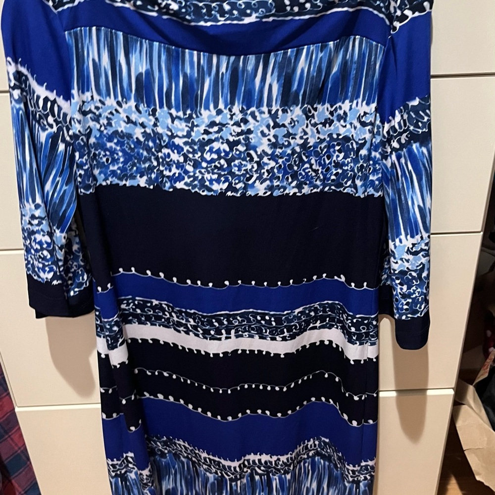 Elegant Blue Patterned Dress